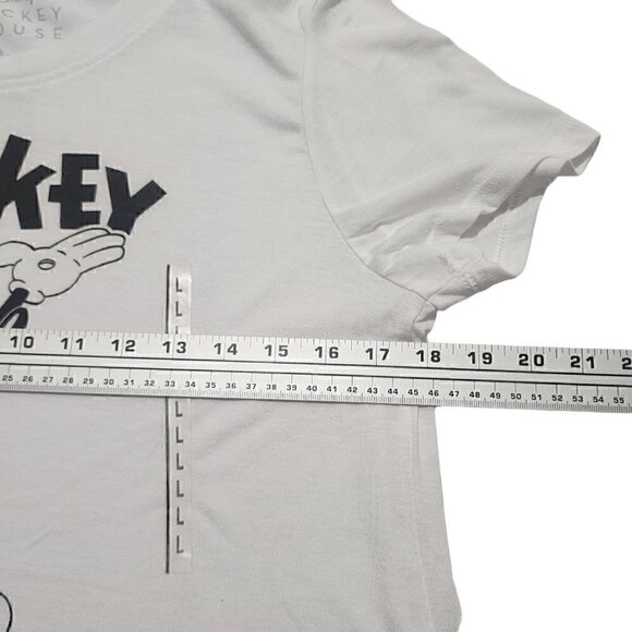 Disney Womens Mickey Mouse Curved T-Shirt White Size Large - Picture 2 of 6